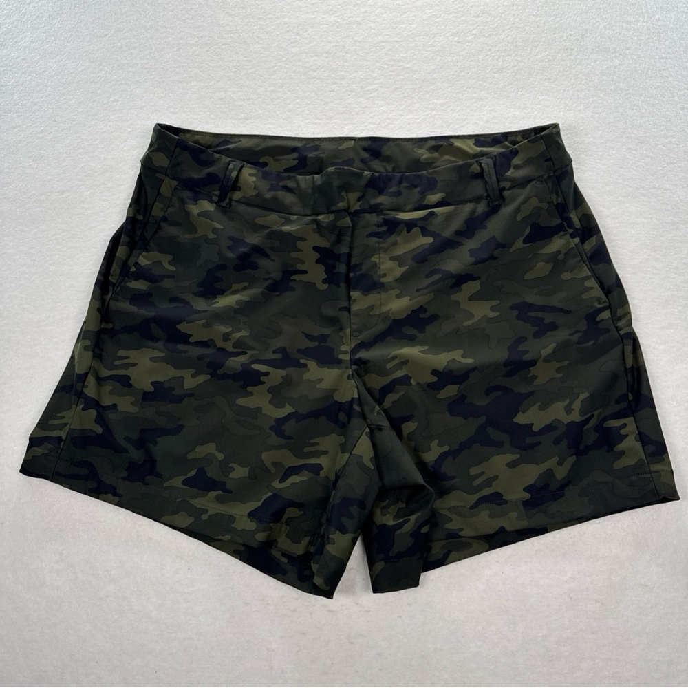 SPANX Sunshine Shorts Womens XL 5.5” Ins Green Camo Print Pull On Athleisure EUC